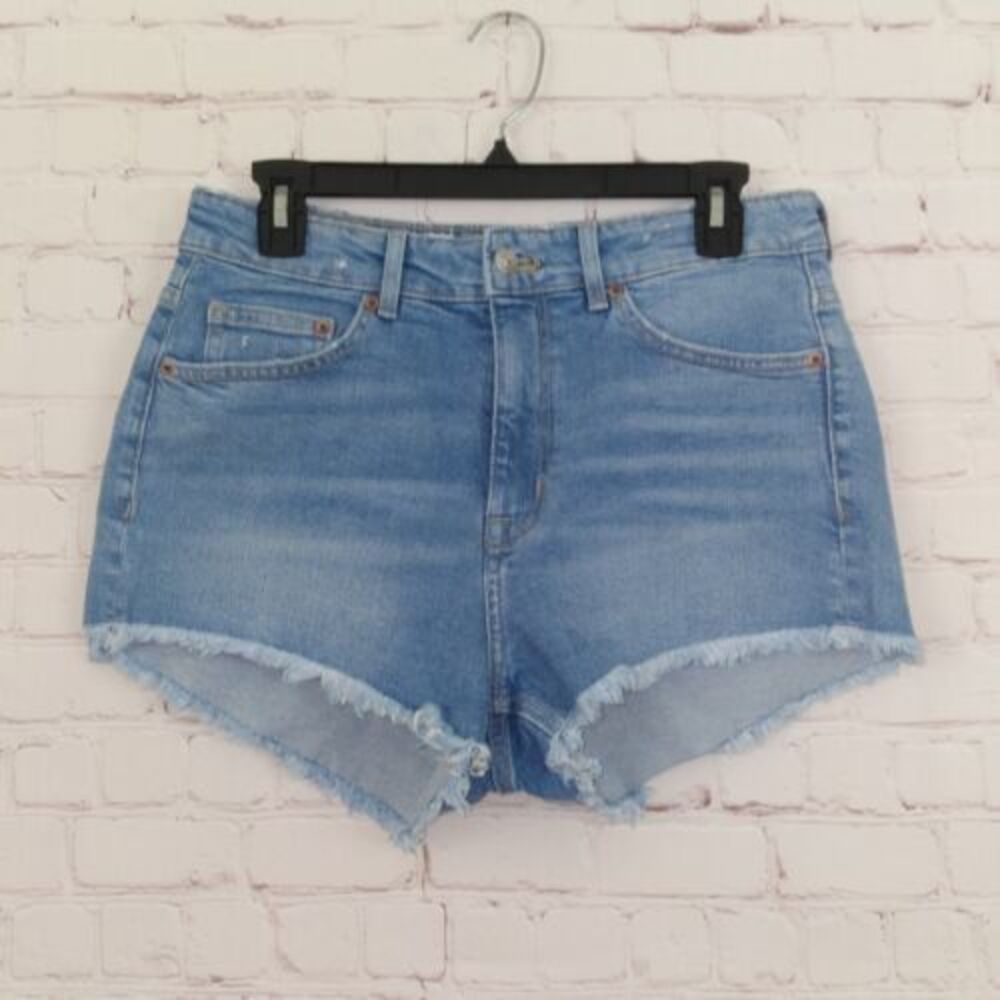 Divided Shorts Womens 10 Blue Jean Denim High Rise Cut Off Fringe Casual